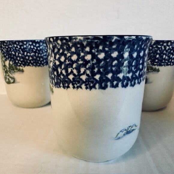 Thomson Snowman, Mug set of 4, Blue Speckles On Half, Snowman/Center Christmas - Picture 4 of 10